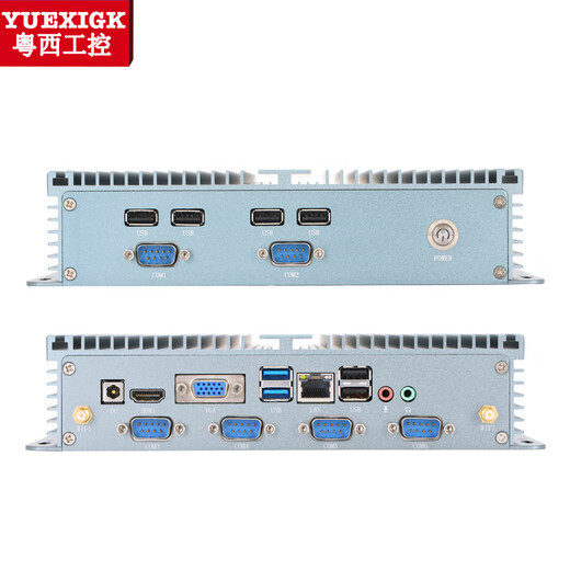 粤西工控工控机主机微型i3i5i7嵌入式迷你工业电脑6串口j1900无风扇工作站全封闭低功耗服务器迷你小主机 官方标配 模块升级WIFI（单排不发货）