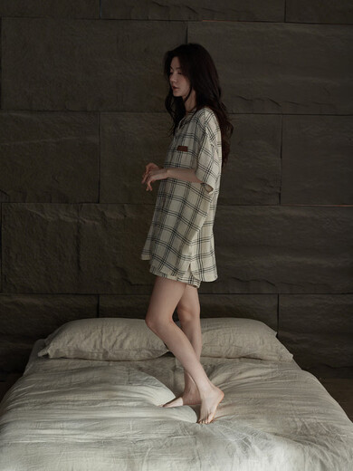 Tonyu (Tongyu) Tonyu Pyjamas für Frauen im Sommer gewebte reine Baumwollgaze Kurzärmeler Anzug Casual Style For Damen Summer Home Clothes Lady-Z3888 M