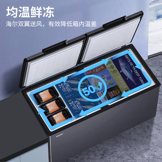 海尔（Haier）风冷无霜冰柜家用200/300/480升以上大容量零下38℃超低温柜一级节能省电大冷冻卧式冷柜国补20% 480L 无霜【大容量双开门】约冻675斤肉