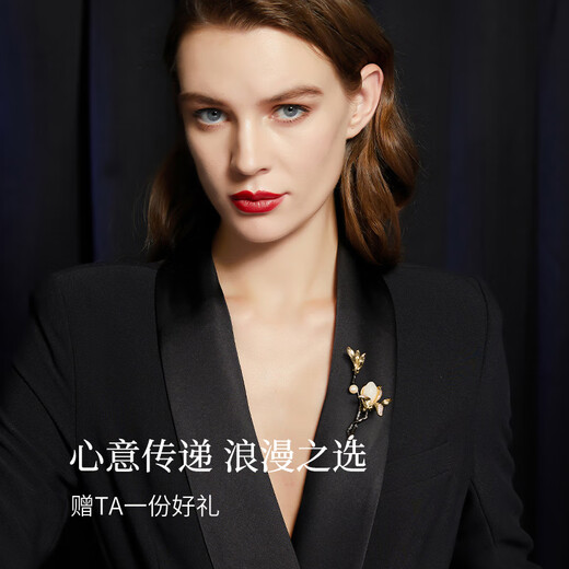 Jay brooch, high-end female Hetian jade corsage, Mother's Day gift for mother-in-law, elders' birthday, white branch jade brooch (with certificate)