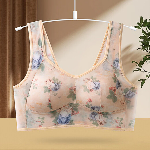 York Rabbit (YueKeTu) (1 piece) New Lace Beautiful Back Vest Women's Mesh Printed Underwear Full Cup Fixed Cup Push-up Bra YKT Red 3L Size (Recommended 120-140 Jin Jin equals 0.5 kg)