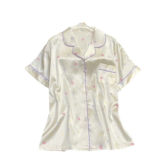 冰丝睡衣女夏天薄款ins风高颜值短袖短裤字母印花家居服两件套装 套YFY9904 M【建议80-100斤】