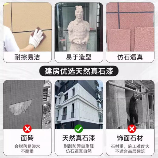 
T-Eyes (T-Eyes) 75 Jin [Jin equals 0.5 kg] Bucket of real stone paint sandblasted decoration villa exterior wall paint outdoor self-built house waterproof and colorful paint JL-9928 150 Jin [Jin equals 0.5 kg] (waterproof and sun-resistant can spray 18-20 square meters)