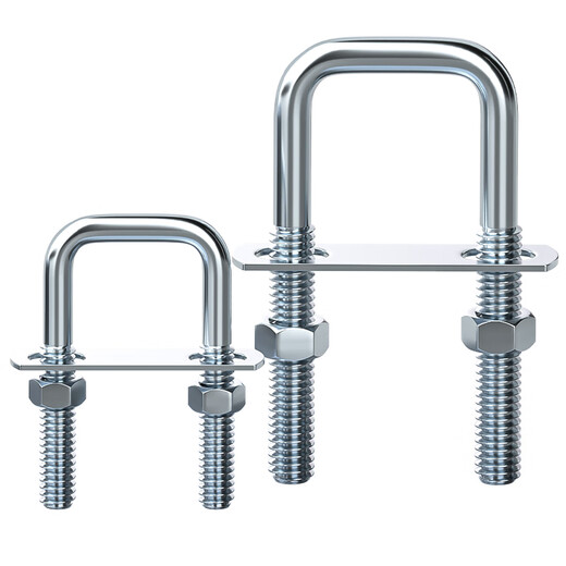 Fengji galvanized square U-shaped pipe clamp right-angle bolt wire buckle hoop extended retainer connector square M6M8M10 M6*20*50 2 sets