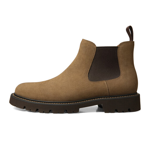 Thom Wills Chelsea Herrenstiefel zurück Fleece Leder Low Top Lederstiefel Herren Britische Martin -Stiefel Sommer Herrenstiefel Kamel E673 41/7.5 Größe