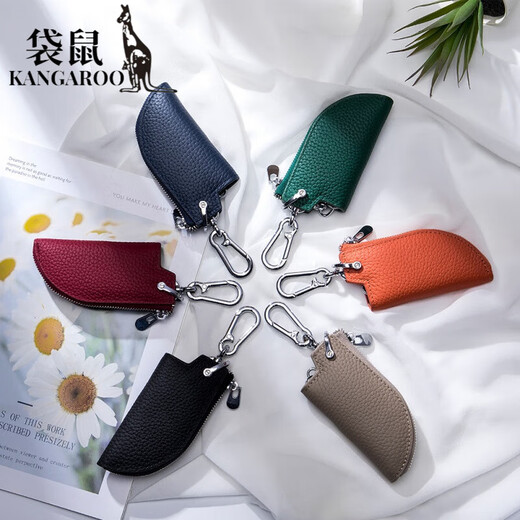 Kangourou (kangourou) Sac de clé de fermeture éclair créatif en cuir authentique pour la couche de tête pour hommes couverture clé de voiture de vache