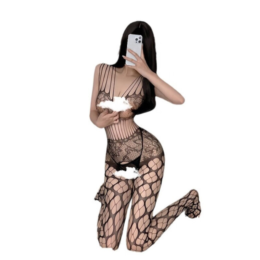 Sexy ropa interior apretada de traje sexy uniforme seductor de mujer de mujeres transparentes traje de malla de malla de mesh de coronas de una pieza medias de red 1047 talla individual