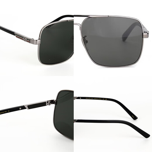 Gucci (Gucci) Gafas de sol Hombres GG1289S Fashion cuadrado Gran marco de metal Sunshade de gafas de sol piloto de viga doble Hombres 001 Hoja negra/gris de pistola