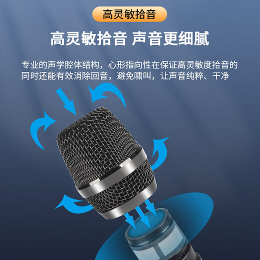 Onedy upgraded microphone core wireless microphone universal trolley speaker handheld microphone home KTV singing karaoke sound card live wedding stage hosting speech conference amplifier red and blue - 2 microphones (two people singing) + anti-howling + no noise