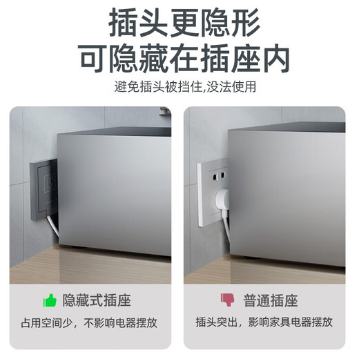 Électricien international 86 Type caché socket embarqué armoire de télévision intégrée Réfrigérateur Machine à laver Alimentation Alimentation universelle Deux-trois prises encastrées par prise [Mise à niveau de deuxième génération] 10a Five-Hole-White