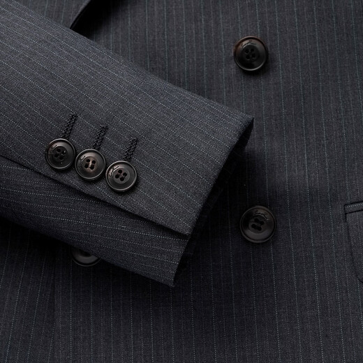 Qipai men's double-breasted suit men's spring and summer new business striped suit vest three-piece set including wool 0920 127C7092A-dark gray 46 (170/92B)