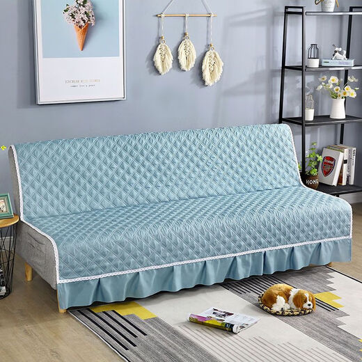 Xuxian full cover sofa cushion foldable sofa bed cover four-season universal non-slip sofa cover simple dual-purpose without armrests blue armrests 90*90