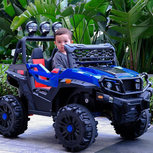 He Jiagong's super large children's car four-wheel drive off-road with remote control can sit adults and children baby toys double four-wheel stroller red four-wheel drive 12V large lithium battery/ordinary seat