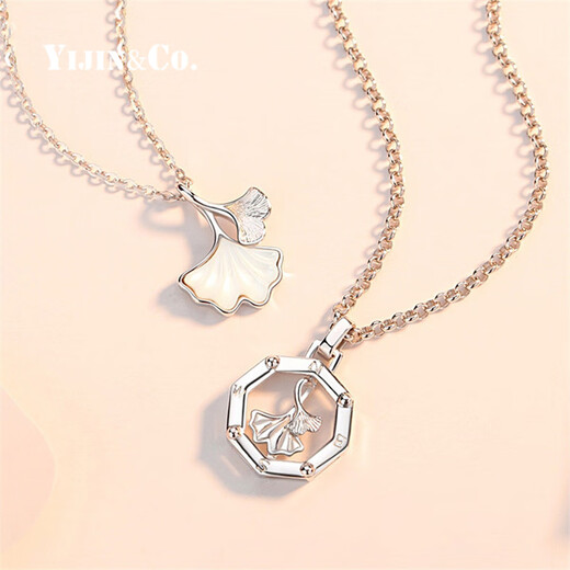 Yijin Sansheng Youxing Couple Necklace 999 Sterling Silver Pair of Necklaces for Women Summer 2025 New Chinese Valentine's Day Gift for Boy and Girlfriend Women's Platinum (999 Silver)