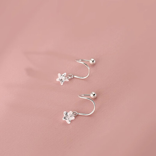 Core luxury sterling silver 925 silver star earrings for women, niche design, high-end spiral earrings for women, screw-buckle earrings for pierced ears, one pair + exquisite gift box