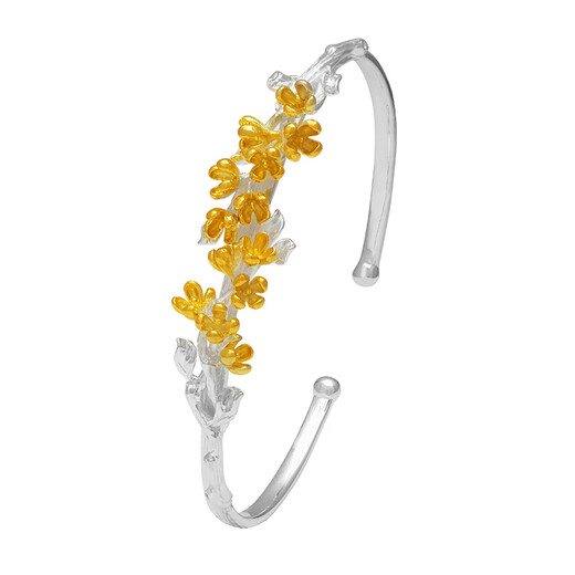 Fat Donglai's same style lotus bracelet, Twelve Flower Gods, Laurel Flower, sterling silver, ancient style Hanfu bracelet, bracelet gift, March Peach Blossom, Flower Language, Love Captive