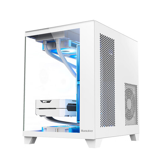 Huntkey S920 blizzard sea view room computer small chassis desktop host m-atx pure white 240 water cooling fan itx Bauhaus mini mini power supply S900 full view version white only supports dual memory slot motherboards The chassis only supports 240 water cooling/M-ATX mid-board