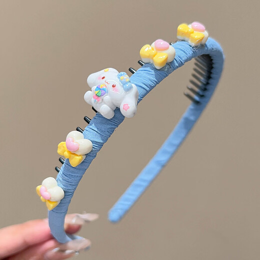 BARY REEF children's headband bangs broken hair artifact little girl Korean version fabric non-slip pressure hairpin girl hairband headwear blue cinnamon dog