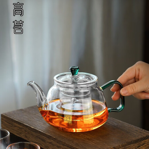 Gaoming glass teapot tea water separation teapot electric ceramic stove open flame heating high borosilicate glass thickened teapot jade teapot single pot 750ml comes with a teapot rope