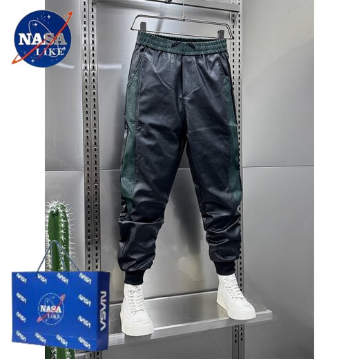 Nasalike Heavyweight Plus Samt verdickte Hosen für Herren-Winterreiter-Lederhosen für Herren-Motorräder warm und winddicht, vielseitiger, schlanker Anpassung und Fußruhe-Spleißfarbe [Hinzufügen von plus samtigem Verdickten] M 85-105jin [Jin entspricht 0,5 kg]