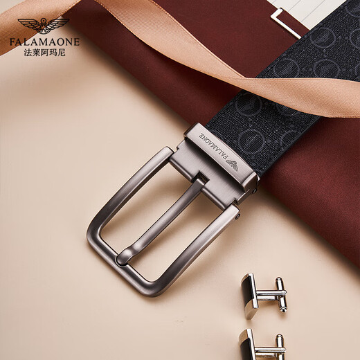 FALAMAONE Men's pin buckle belt men's business light luxury genuine leather belt men's trouser belt birthday Father's Day gift for dad [brand solid wood gift box] PD848Q pin buckle 115cm -130cm default random delivery (can be trimmed