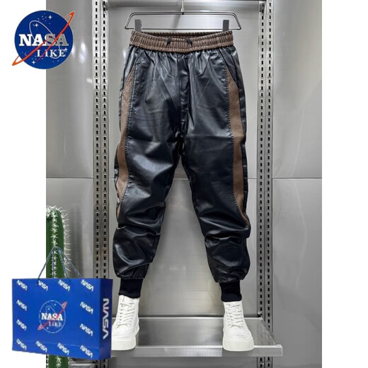 Nasalike Heavyweight Plus Samt verdickte Hosen für Herren-Winterreiter-Lederhosen für Herren-Motorräder warm und winddicht, vielseitiger, schlanker Anpassung und Fußruhe-Spleißfarbe [Hinzufügen von plus samtigem Verdickten] M 85-105jin [Jin entspricht 0,5 kg]