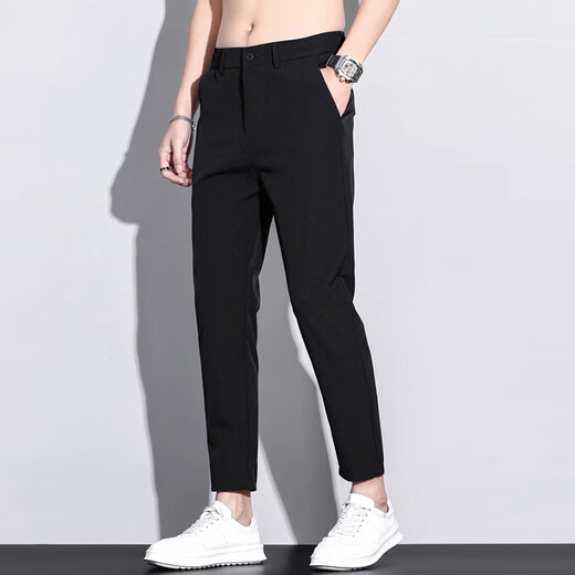 
Woodpecker Cropped Pants Men's Summer Ice Silk Thin Slim Small Foot Straight Pants Men's 2025 Summer New Style Casual Pants 9905 Khaki + 9905 Light Gray 30