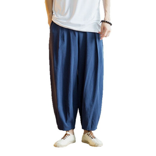 Aclosmil Summer de color sólido de color para hombres Bloomers de hombres sueltos Harren Harren Algodón Cotton Capalal Tamaño de gran tamaño Tendencia retro china Gray M
