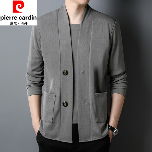 皮尔卡丹（pierre cardin）男士假两件羊毛针织开衫春秋季新款纯色韩版毛衣商务休闲百搭上衣 驼色8816 3XL 185【建议165-180斤】