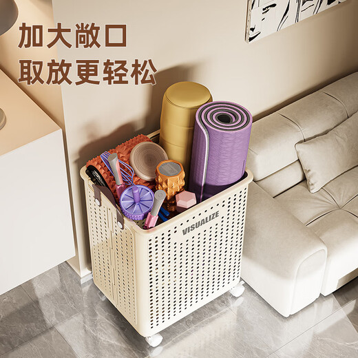 Nombramiento de la cesta de almacenamiento de la colchoneta de yoga Equipo de acondicionamiento físico Cesta de almacenamiento Sports Clip de almacenamiento Badminton Storage Storage Gran Crema blanca Grande
