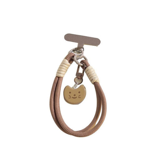 Ye Yu is suitable for ins cartoon cat fish pendant double chain woven belt with clip universal mobile phone lanyard ccd camera keychain milk white coffee fish pendant + chain E98 + white small clip