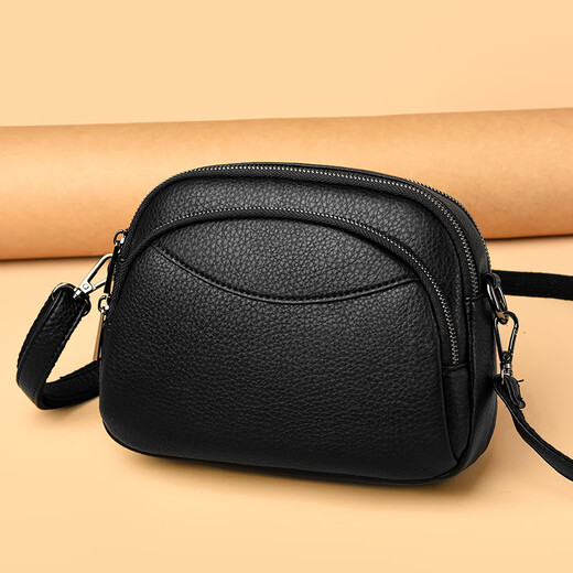 Beijing-Kauf von Frauentasche 2025 Neues modisches weiches Leder One-Shoulder-Shell-Tasche Frauen lässig vielseitige Crossbody-Tasche Handy-Tasche Schwarz schwarz