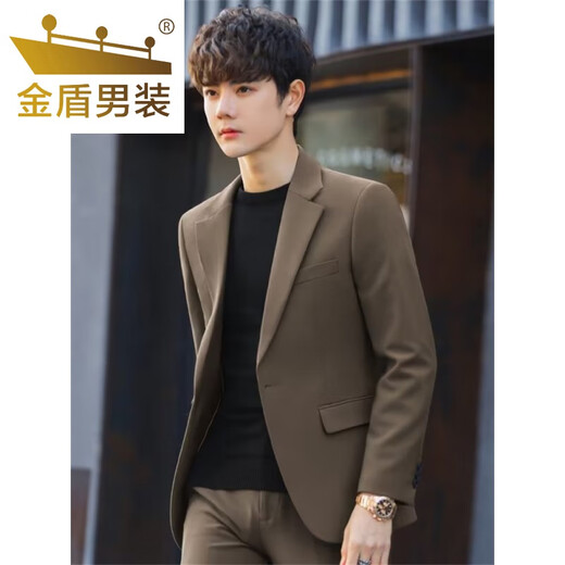 Golden Shield Casual Blazer Men's Korean Slim Small Suit Handsome High-end Business Loose Spring and Autumn Style Top Fashion Black Suit 08 Single Button M 105-120Jin Jin is equal to 0.5 kg