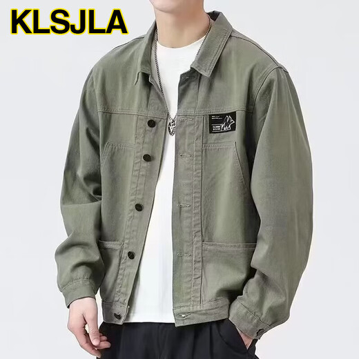 KLSJLA jacket men's spring and autumn new shirt lapel autumn clothes men's work jacket early autumn jacket top Ai [upgraded version] K12806 gray XS 5XL [recommended 180-200Jin [Jin equals 0.5 kg]]