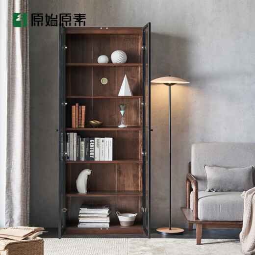 Оригинальный книжный шкаф с твердым деревом Nordic Oak Black Walnut Color Книжный шкаф современный простая полка Трехтолетная книжный шкаф D6172