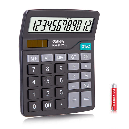 
Deli Deli 837es series dual power desktop office calculator 12-bit large screen desktop computer Office stationery supplies [classic] non-voice + dual power supply