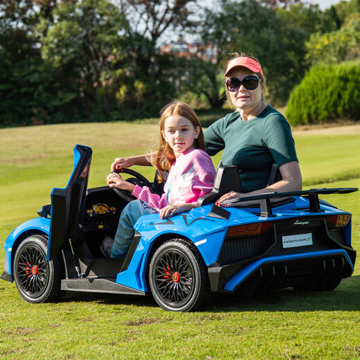 Teacher Ma two-seater Lamborghini children's electric car four-wheel parent-child car can sit in an adult remote-controlled children's toy car white/24V/leather seat/explosion-proof wheel/remote control