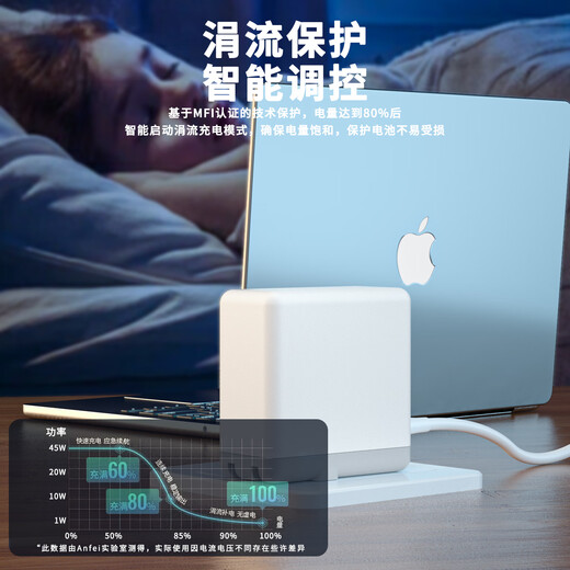 ANFEI苹果电脑充电器A1466 A1369 A1502 A1278适用于笔记本Macbook iPad Air Pro旅游款电源适配器45W60 14.85V3.05A 45W 【直头T头】 磁吸