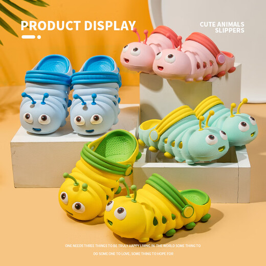 Hirsch Mili Kinderloch Schuhe Neue Sommer Caterpillar Netter Cartoon Atmungsfreie weiche Sohle Babysandalen Apfelgrün 16 [160] Schuhlänge 15,5 cm Empfohlene Fußlänge 15c