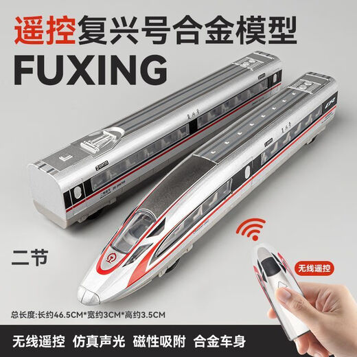 长电动遥控仿真合金高铁模型复兴号和谐动车组火车轨道儿童玩具 遥控套装双节高铁+2.4米轨道