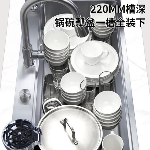 松派厨房水槽大单槽304不锈钢水槽68x48 75x48 800mm 880mm 900mm 850 水槽+防臭下水-无龙头 880*480mm
