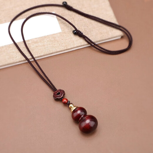 Huanyun Pavilion Openable Hollow Gourd Rosewood Necklace Versatile Black Sandalwood Pendant Sweater Chain Long Pendant for Men and Women Rosewood Copper Covered Gourd Necklace