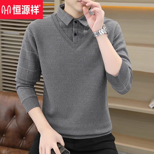 Hengyuanxiang Camisa falsa de dos piezas Ségulo de cuello más vellón engrosado Camisa de base de tejido de punto de punto