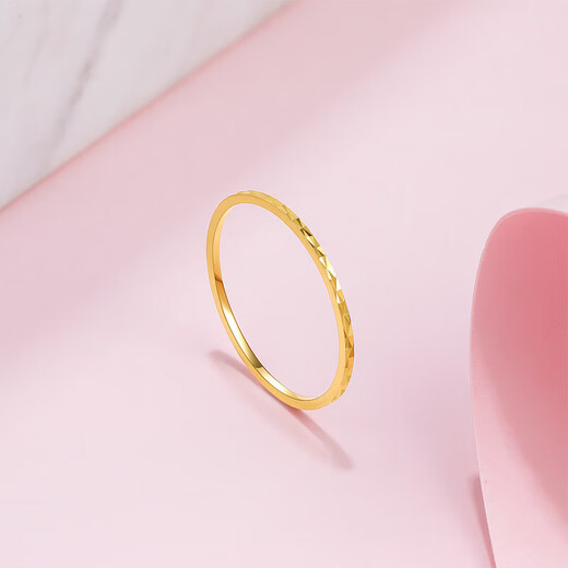 Saturday blessing yellow 18K gold ring for women, color gold plain ring KH016027 No. 12 birthday gift