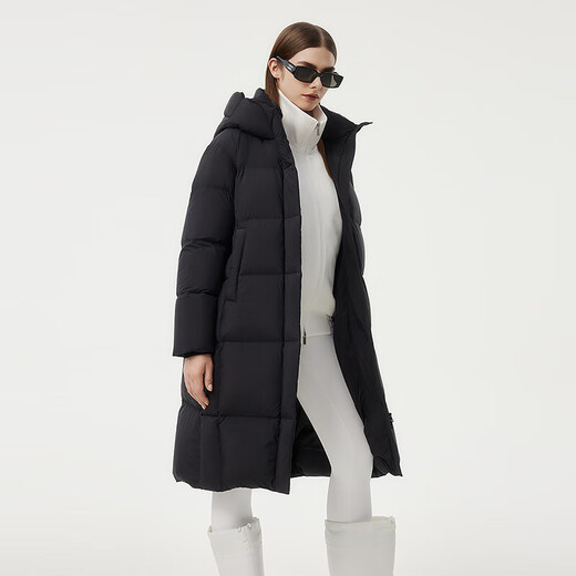 坦博尔（Tanboer）2025新款羽绒服女长款时尚百搭保暖加厚连帽面包服530836Z 黑色 XL