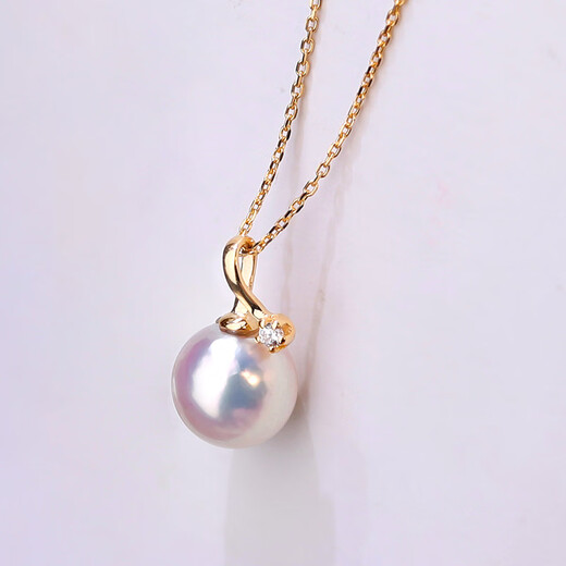 DR GRAFFCARNY natural Japanese akoya freshwater pearl pendant 18K flower bead goddess necklace clavicle chain gift 18K diamond goddess grade 7.5-8mm