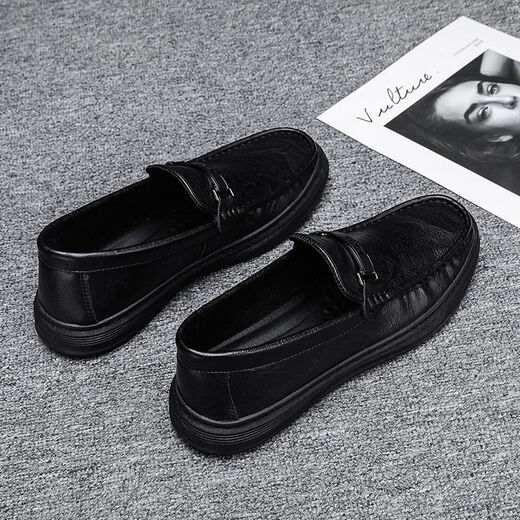 Huilijun Herrenschuhe, Pferde-Bit-Ladungsstoffe, kleine Lederschuhe, Herren-Fauler-Leute, die weiche alleinige vielseitige Britisch-Bohnenschuhe Männer 9905 Black 39 treten