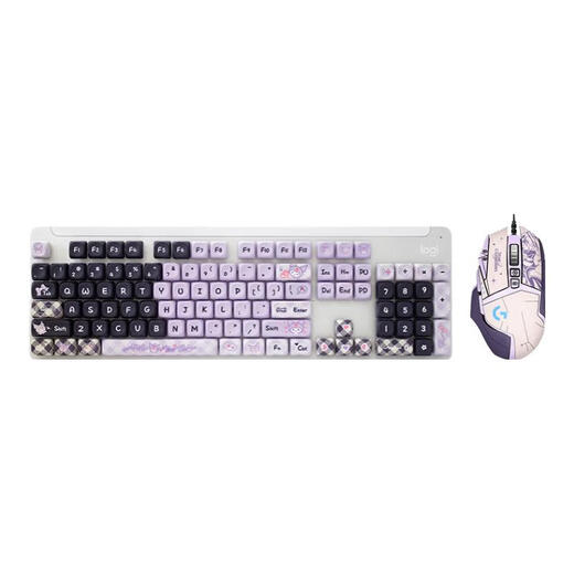 罗技（Logitech）K865无线机械键盘 G502 游戏电竞有线鼠标 无线蓝牙双模键盘（K845升级款）104键电竞键鼠套装 K865-库洛米+G502HERO-阿卡丽贴纸