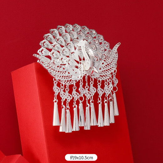 Meng Junchen, Miao and Guizhou minority headwear, Dong and Miao silver hairpins, tassel hairpins, Hanfu hairpins, stage performance accessories 18-Fenglaichao (Miao silver hairpins)