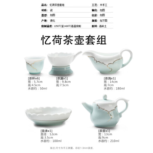 SUSHI CERAMICS Tea Set Yihe Ceramic Kung Fu Tea Set Celadon Hand-painted Gold Tea Cup Teapot Set Holiday Gift Box